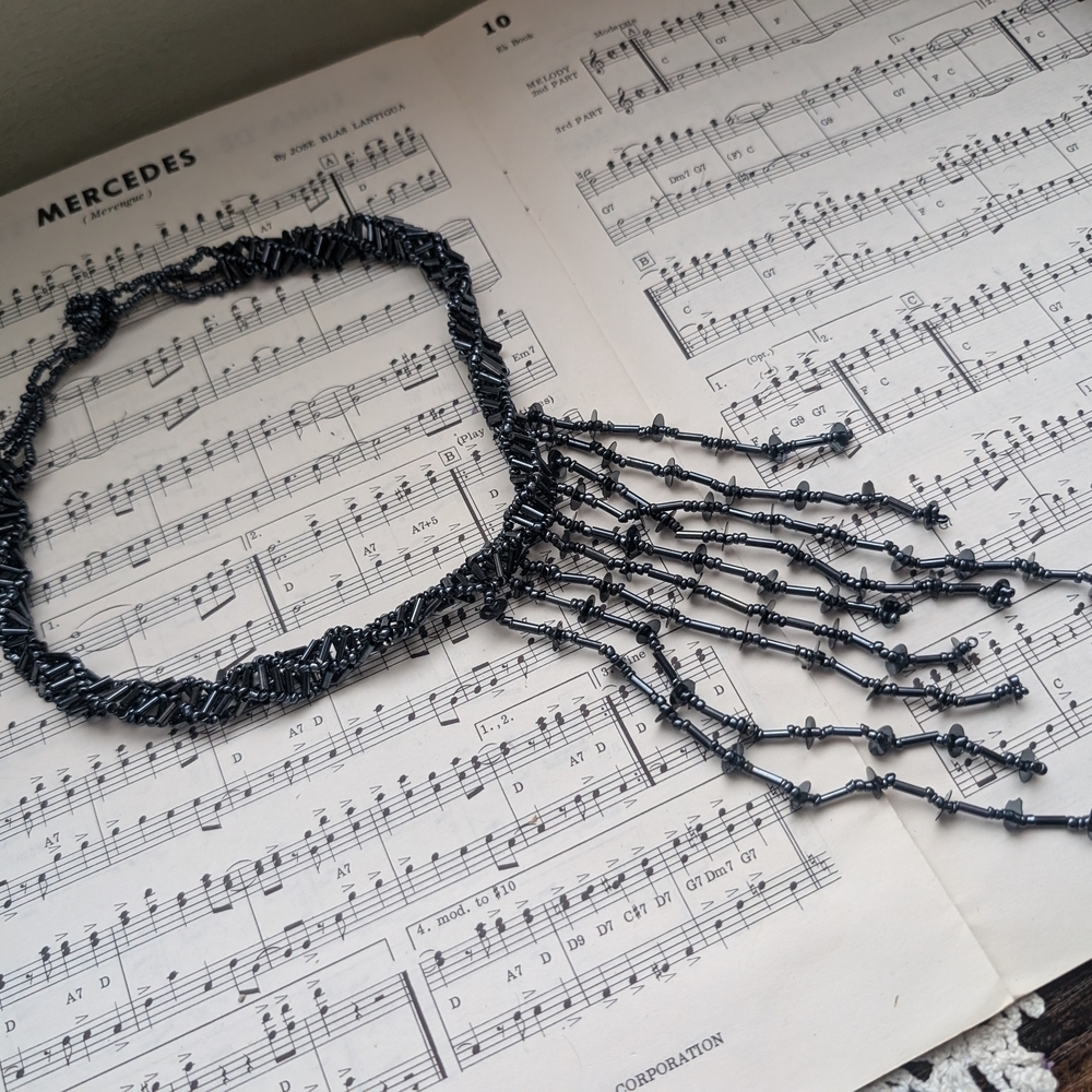 Choker Black Beaded Necklace